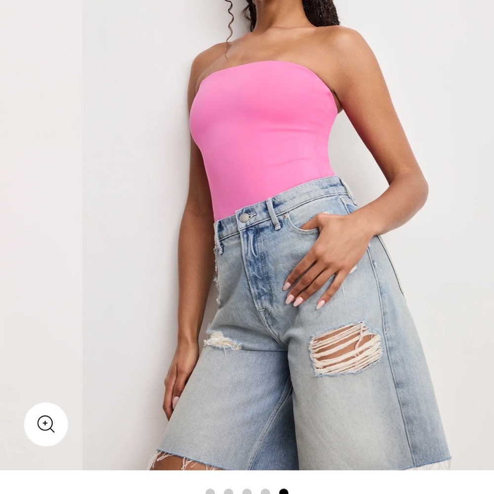 Good American Bright Pink Strapless Bodysuit